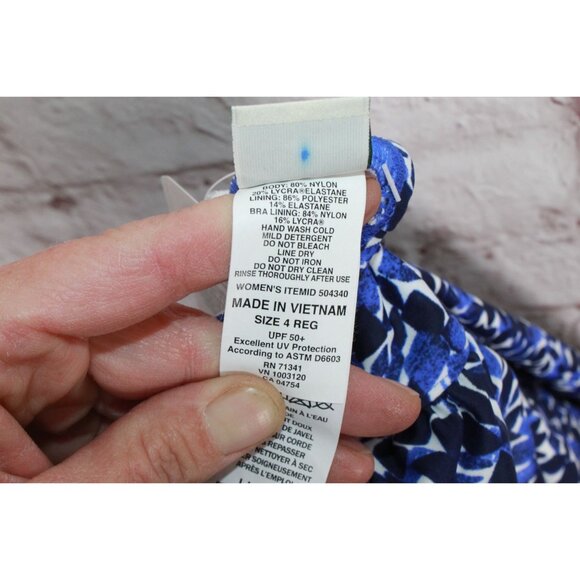 LL Bean Mix and Match Blue Square Neck Floral Tankini Top Size 4 - Picture 8 of 10